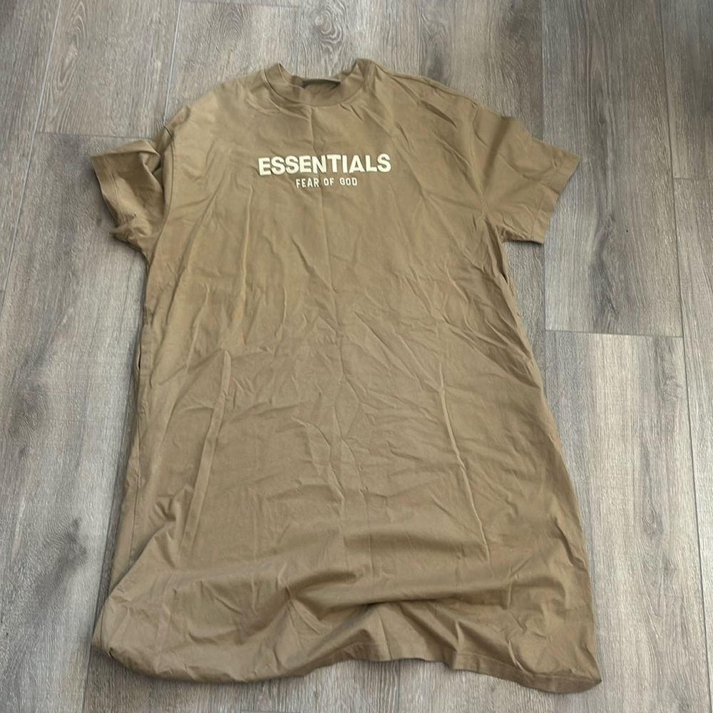 Fear of God Essentials Tan Cotton Mini Dress